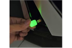 Marcraft Fluorescent Green, Glowing, Glow In The Dark Plastic Tyre Wheel Valve Caps Dust Caps (4 Pack) Universal for Cars, SUVs, Bicycles, Motorcycles, Trucks | Hex Shape | Screw-On