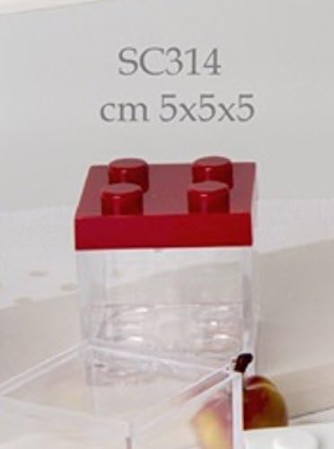 12 PCS Box plexiglass sugared almonds bags Lego RED bonbonniere DEGREE