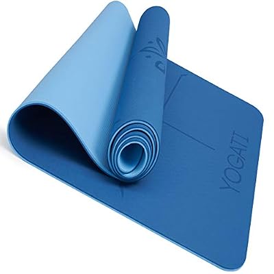 YOGATI - Tapis de Yoga Antidérapant, Epais, Ecologique et Non Toxique en TPE avec des repères d’alignement du Corps. Un Tapis Yoga Parfait pour Sport au Sol, Gym et Fitness - Yoga Mat