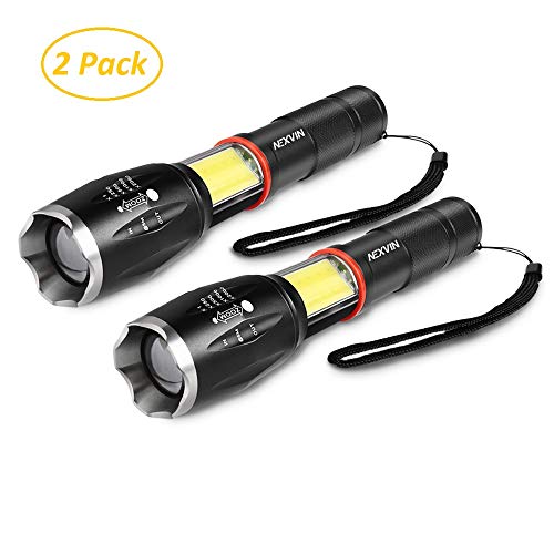 NEXVIN 2 Pack LED Torch Adjustable Focus Handheld Flashlight Super Bright 800 Lumens Pocket Torch Waterproof Camping Outdoor Torch
