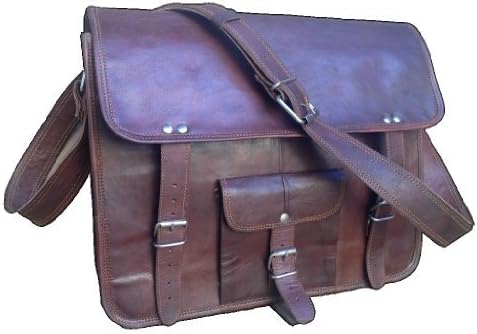 True Grit Leather Rustic Leather 15 Inch Laptop Messenger Briefcase Bag