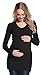 Happy Mama Women's Maternity Stretchy Knitted Tunic Jumper Pullover Sweater 907p (Black, 8/14)