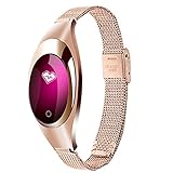 Z18 Smart Armband Damen, Fitness Tracker Armband Frauen Smartband mit Pulsmesser Blutdruck Herzfrequenz Schlafmonitor Schrittzähler Wasserdicht IP67 Farbbildschirm Android iOS Handy (❤️ Roségold)