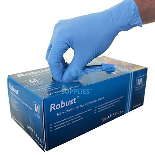 Robust Nitrile Powder Free Blue Examination Gloves - Medium