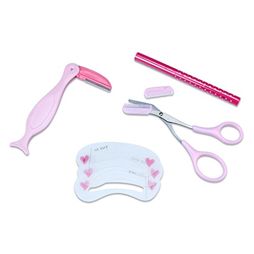 1 Set 4 in 1 Augenbraue Schere + Augenbraue-Messer + Augenbraue-Schablonen Korrektur Tool + Augenbrauenstift