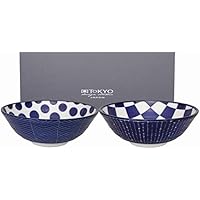 TOKYO design studio Le Bleu De Nimes, 2 Cuencos Set, de 2 Piezas, diámetro de 21 cm, Porcelana