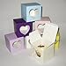 10 Single Cupcake Striped Boxes Pink,Blue Square Window or Plain (Pink Stripe Window)