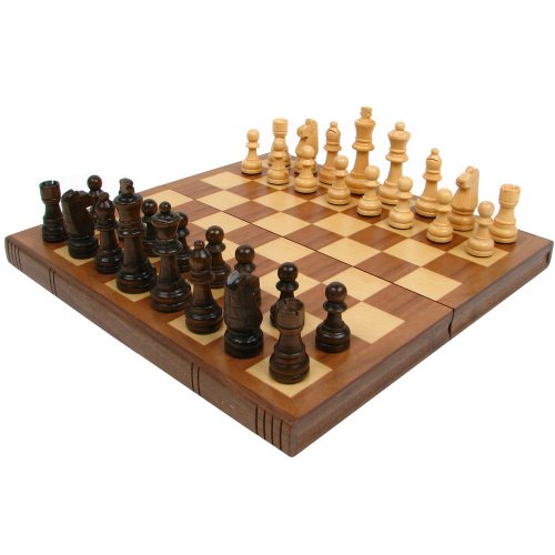 Trademark Games Walnut Book-Style Chess Board with Staunton Chessmen, Brown