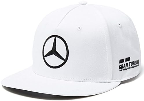 141181055200 MERCEDES AMG PETRONAS LEWIS HAMILTON FLATBRIM CAP WHITE ADJUSTABLE ONE SIZE