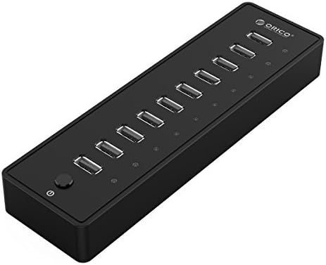 ORICO Powered 30W 10-Port USB 2.0 Hub for Windows, Mac and Linux PC – Black
