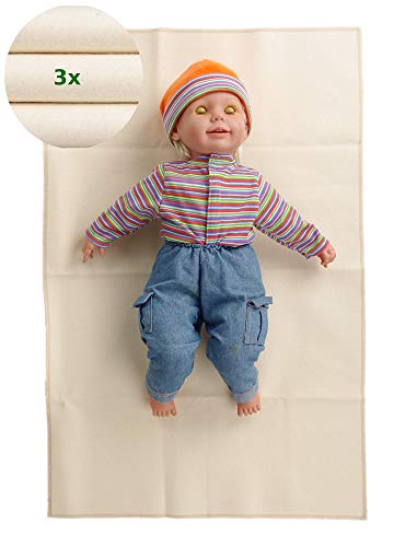 Preisvergleich Produktbild Beidseitige wasserdichte Wickelunterlage aus Bio-Baumwoll-Flanell und Polyurethan, 3 Stück, OEKO TEX STANDARD 100 und GOTS