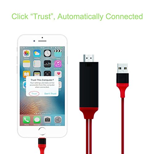 Lightning zu HDMI Kabel, Hizek 8pin Lightning Digital AV zu HDMI 1080P Adapterkabel für iPhone7 / 7Plus / 6s / 6Plus / 5 / 5s – Rot - 4