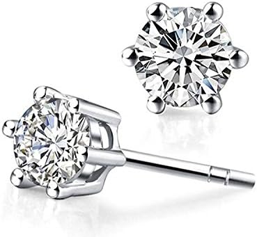 WONVIN 925 Sterling Silver Round Cut Cubic Zirconia Stud Earrings Sets