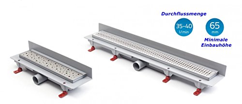 Duschrinne Bodenablauf Edelstahl Ablaufrinne Badablauf flach 75cm , Modell: Klassik-Wandmontage - 3