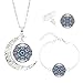 Produktbild TREESTAR 1 Set Damen Schmuckset Halskette Ohrringe Armreif Set Psychedelisch Mandala Mond Kristall Necklace Earring Armband Anhänger Mode Kette Schmuck Zubehör Geschenk für Frauen Mädchen