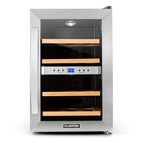 Klarstein Reserva 12 Weinkühlschrank Getränkekühlschrank (34 Liter, für 12 Flaschen, 2 Zonen, Glastür, LCD-Display) schwarz-silber - 3