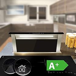 Table Hotte Aspirante (60cm, inox, verre noir, extra silencieux, éclairage LED, 10 étapes, touches à détecteur TouchSelect, suivi automatique) DRAFT600 - KKT KOLBE