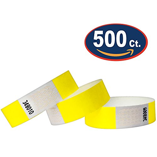 Tyvek Pulseras - 500 unidades - Amarillo - Tyvek pulseras para eventos