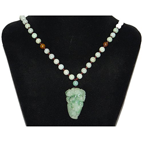 JL 1.9" China Certified Nature Hisui Jadeite Jade Grade A Lucky Monkey and Gourd Necklace Pendants