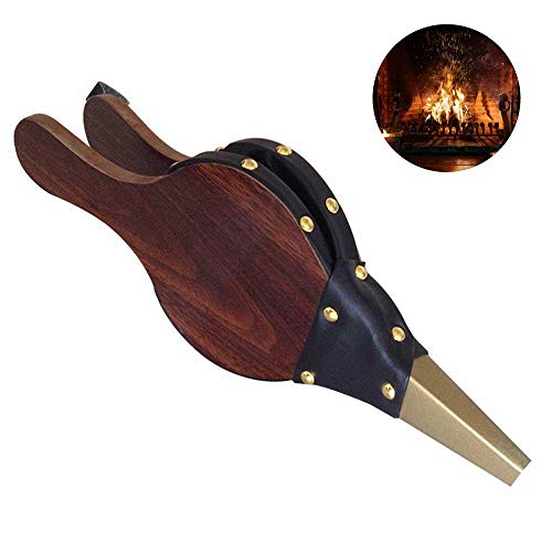 détail UMIWE Cheminée Soufflets Feu Soufflets Brun Dense Bois Matériau Souffleur d'air Feu Soufflé Bec Brûlé pour Camping en Plein Air Barbecue Grill Cheminée