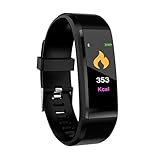 TPulling Mode 115PULS Intelligente Uhr Smartwatch Armbanduhr Smart Watch Fitness Schrittzähler Bluetooth 4.0 Farb-Bildschirm Herzfrequenz Blutdruck Sauerstoff-Armband SmartBand Sportuhr (Schwarz)