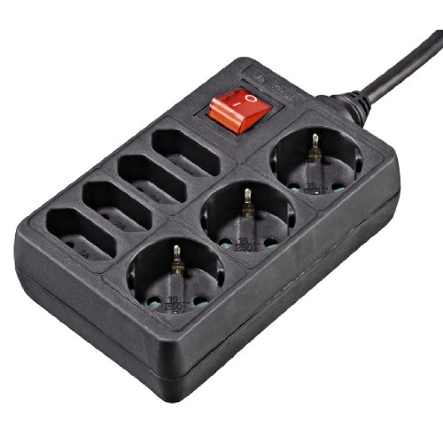 Hama 108868 - Regleta de 7 enchufes con interruptor  1 4 m   negro