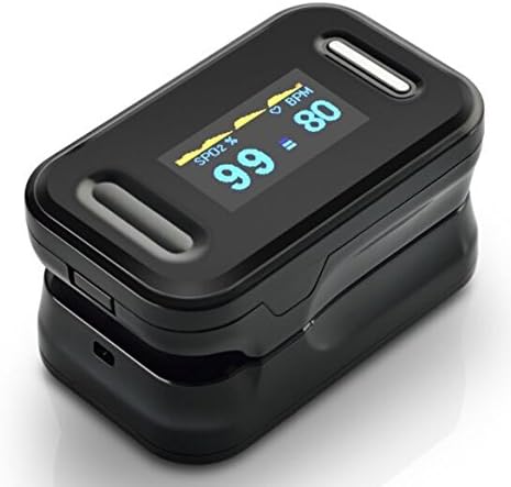 Home Use Finger Clamp Blood Oximeter - Pulse Oxygen Saturation Check Monitor - Heart Rate Meter-Medical Instruments , black