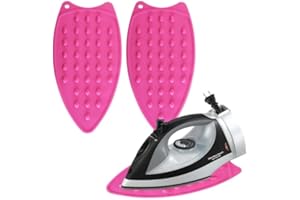 GOCUODE Support pour Fer à Repasser,Repose Fer en Silicone,Tapis de Repos de Repassage avec Trou de Suspension,pour L'isolation Contre Les Brûlures (Rose)