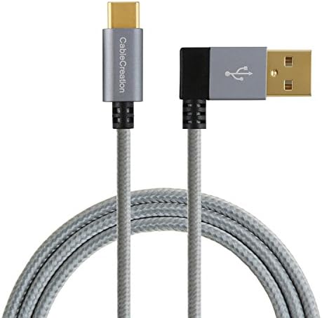 Type C Cable, CableCreation 4ft Right Angle USB 2.0 A to USB-C Braided Cable for New Macbook(Pro), Google Pixel XL, Nexus 5X/6P, Lenovo Zuk Z1, LG G5 &amp; More,1.2M/Space Gray