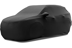 ‎TECTICO TECTICO Indoor SUV Autoplane Elastisch Atmungsaktiv Staubschutz Weich Stretch Stoff Autoabdeckung für Innen Garage Hallen Auto Show, Schwarz