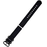 AUTULET Herren Nylon Armband Schwarz 18mm