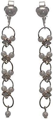 Nastasia Long Silver tone Clip On Earrings