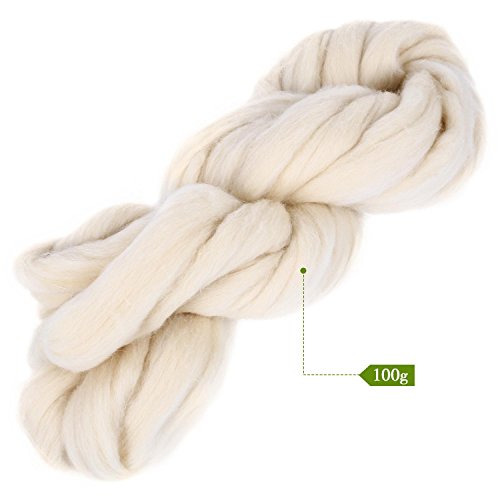 SOLEDI Filzwolle Märchenwolle Naturmaterial geeignet für Nassfilzen und Trockenfilzen 100g Milchweiß - 2