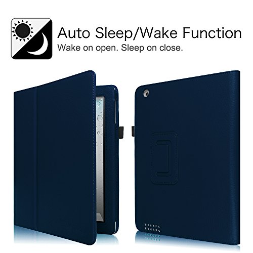 Fintie iPad 2 / 3 / 4 Hülle Case – Folio Slim Fit Kunstleder Schutzhülle Cover Tasche Etui mit Auto Schlaf / Wach Funktion für Apple iPad 2 / iPad 3 / iPad 4, Marineblau - 2