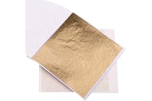 VGSEBA Imitation Gold Leaf Sheets, Champagne Gold Gilding Foil Paper 100 Pieces 8x8.5cm Gold Foil Sheet for Paintings Arts Crafts Nail Handcrafts Frames Furniture Decoration