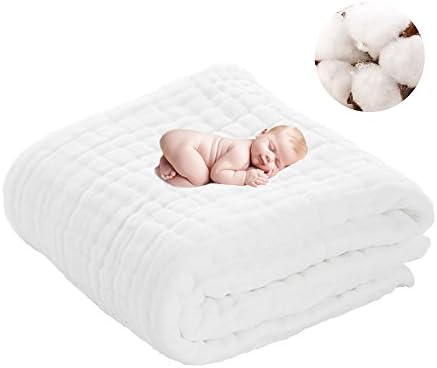 Angelland Baby Cotton Gauze Bath Towel Blanket Multi Layers Soft Absorbent Drying Towel Bathroom Lovely Wipe and Washable for Infant Kids Child Newborn Swaddling Girls Boys -1pcs