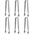 6 Pcs Stainless Steel Mini Serving Tongs Multi-Purpose Small Tongs Ice Sugar Tongs Kitchen Gadgets Tongs for Tea Party, Cafe, Kitchen, Bar, Barbecue, Buffet