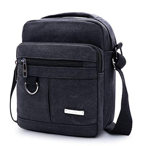 Preisvergleich Produktbild Umhängetasche Leichte Umhängetasche for Herren Retro Umhängetasche Kleine Umhängetasche mit langem Riemen, Unisex-Mehrzweck-Canvas-Man-Tasche (Color : Black, Size : One Size)