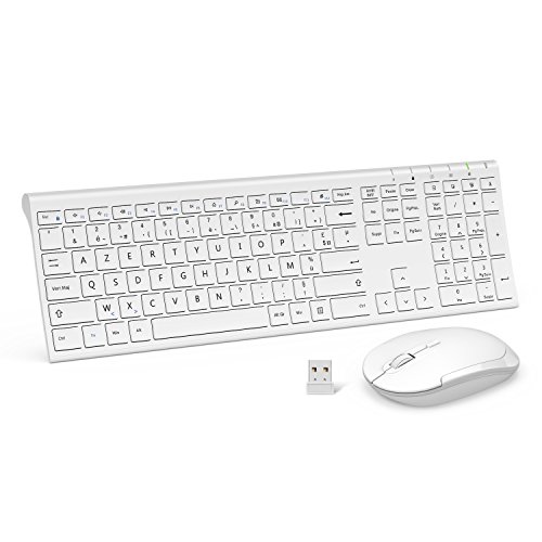 Jelly Comb Ensemble Clavier Souris Clavier AZERTY de Format Standard Ultra-Mince, Blanc Jelly Comb Ensemble Clavier Souris Clavier AZERTY de Format Standard Ultra-Mince, Blanc