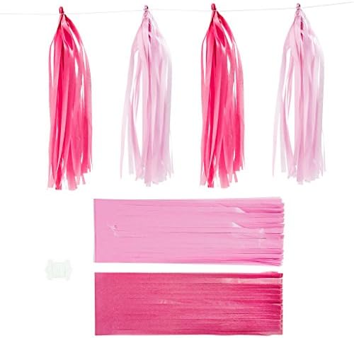 Paper Tassel, pink/rose, size 12x35 cm, 14 g, 12pcs