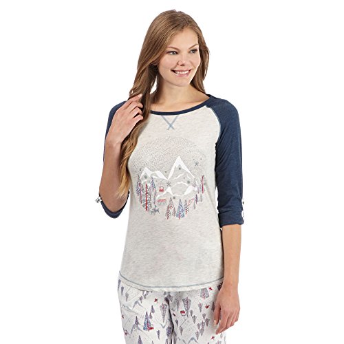 Mantaray Womens Grey Marl Ski Print Pyjama Top 16