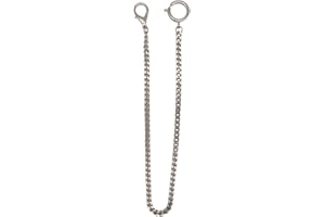 KD89 Chaine en Acier nickelé, pour Montre Gousset, Porte-clés, Chaine de Pantalon, Jean, Sac à Main - Longueur 35cm - Maille gourmette Couleur Argent