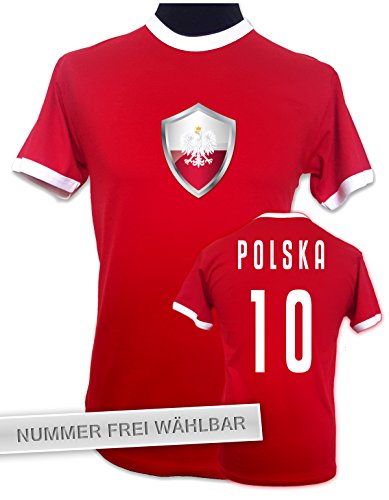 net-shirts POLEN – POLSKA TRIKOT STYLE 1 T-Shirt, Größe M – Rückennummer 9, rot