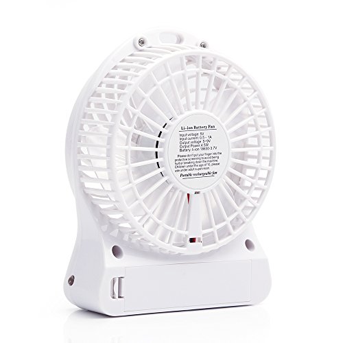 iProtect Mini USB Ventilator mit Batterie tragbarer Standventilator mit Micro USB Aufladekabel in weiss - 3