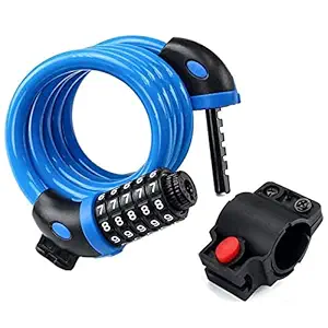 FABSPORTS Bike Lock Cable,4 Feet / 1.2 Meter, High Security 5 Digit Resettable Combination Coiling Bicycle Cable Lock for Bicycle Outdoors, 12mm Thick