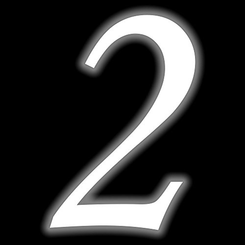 Leuchtziffer - Selbstklebende Hausnummer - 2 - leuchtend , 10 cm hoch - Kleben statt Bohren, nachleuchtend Aufkleber, Ziffer, Zahlen - Leuchtfolie