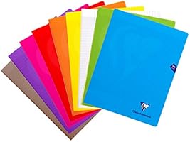 ClaireFontaine 299361AMZC - Un lot de 9 cahiers piqués Mimesys 96 pages 24x32 cm 90g grands Carreaux, couvertures...