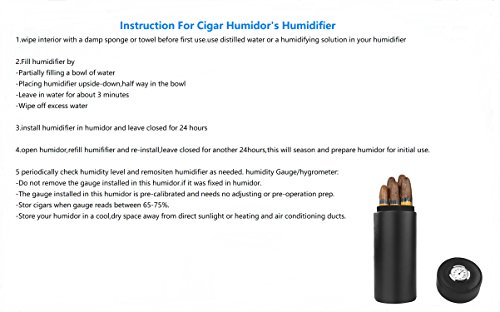 Zigarrenetui, Zedernholz gefüttert tragbar Reise Leder Zigarre Humidor mit Befeuchter (schwarz) - 6