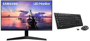 Samsung 24 inch (60.4 cm) IPS, Bezel Less Flat LED Monitor (Dark Blue Gray) 75 Hz -LF24T350FHWXXL+ Logitech Keyboard Combo