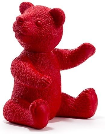 Figurine, Teddy Bears, Red, by the artist Ottmar Hörl - The head rotates 360° - Editions Multiples 2007 - Dimensions: H. 35 cm x L. 30 cmx P. 23 cm. - Material: Polyvinyl chloride - Also available in blue, white, red, black and gold.